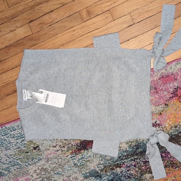 NWT URBAN REVIVO Grey sweater vest with side cut out & tie detail. Size S - Picture 1 of 8